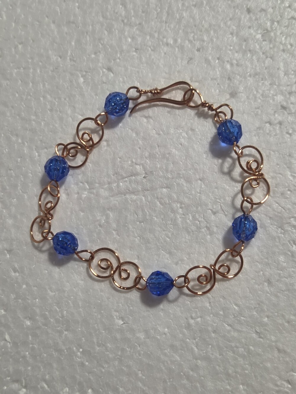 Handcrafted Blue Crystal Copper Wire Bracelet